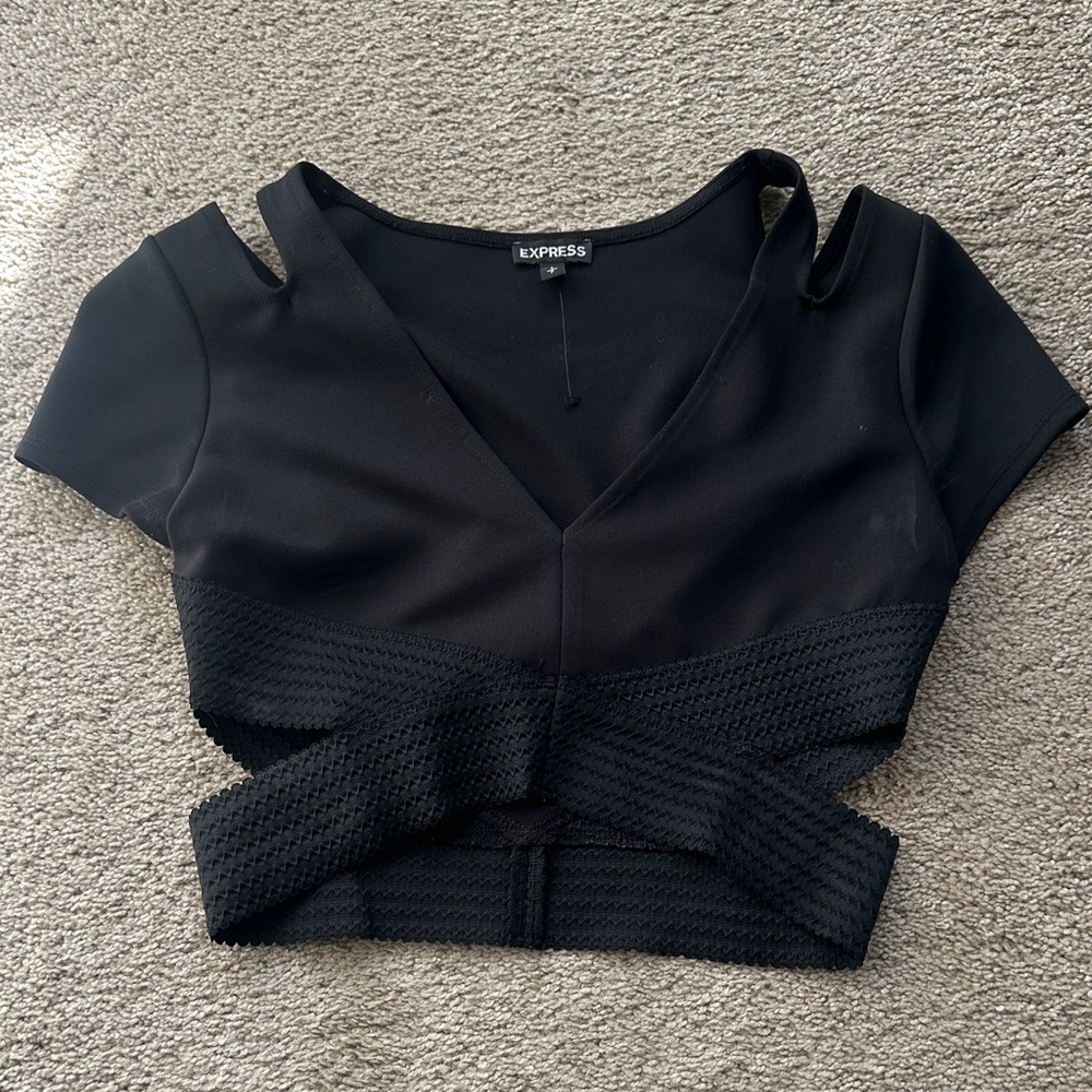 Express Black Cutout Crop Top